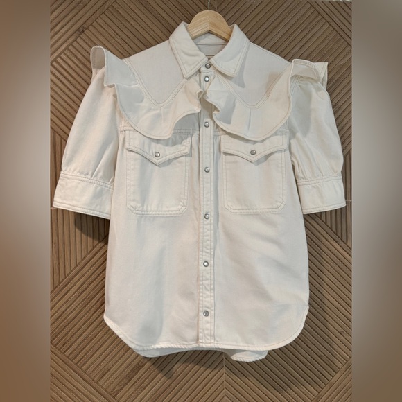 Zadig & Voltaire Tops - 🤍Zadig & Voltaire🤍Toky White Denim Ruffle Shirt, M